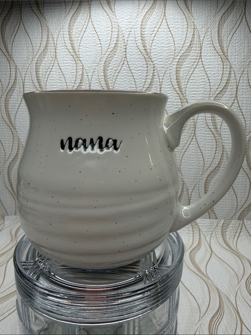 White and Purple Speckled 'nana' Ceramic Mug